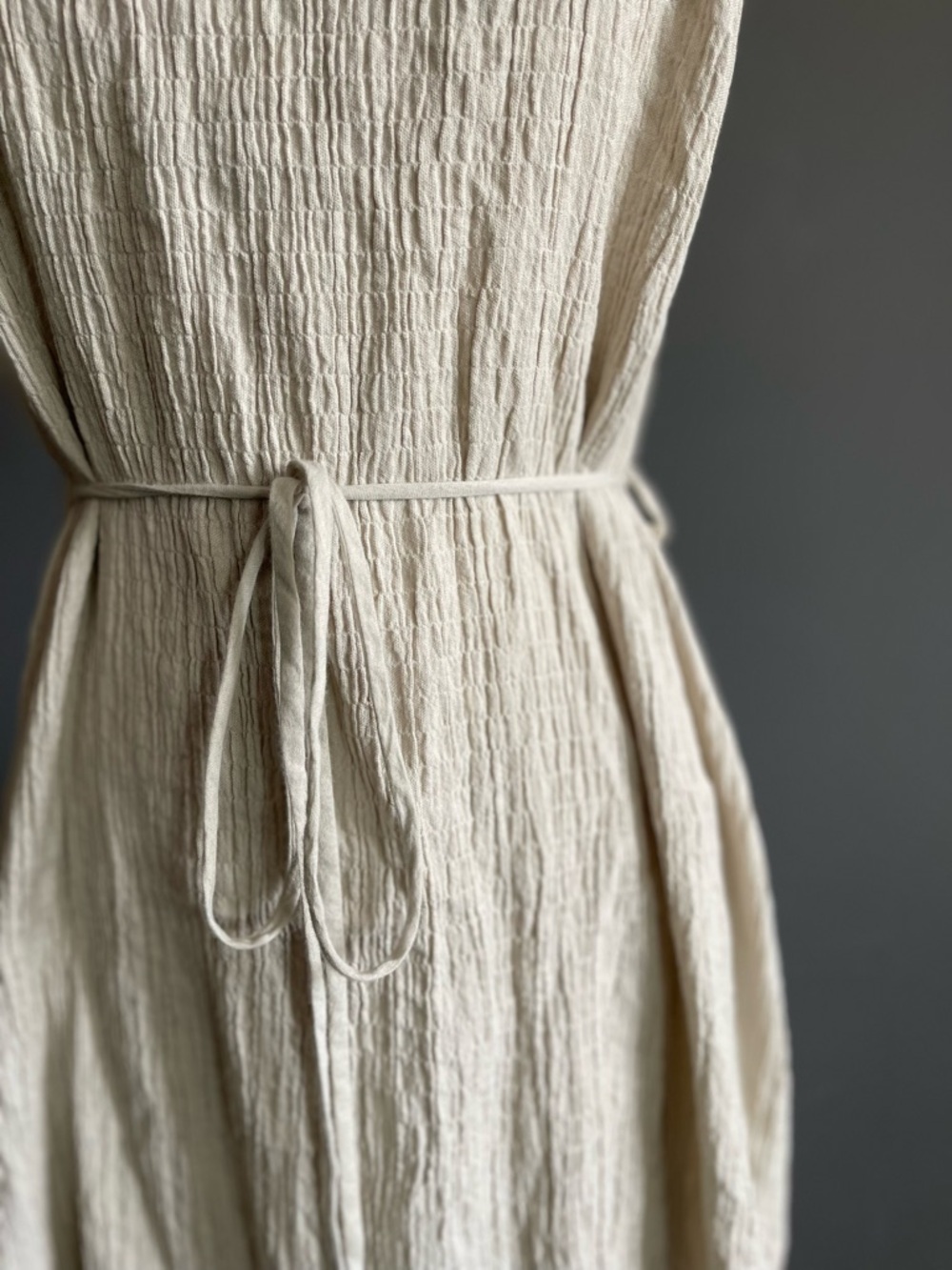 The Handloom Cotton Gauze Midi Dress Neutral Minimal Organic Ethical Ethereal - Picture 3 of 9